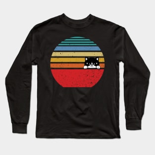 Grumpy tuxedo retro cat Long Sleeve T-Shirt